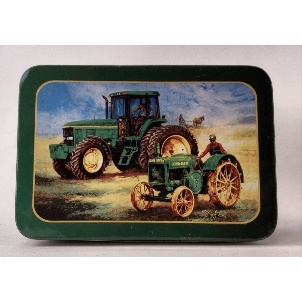 John Deere Tin Box 1992-1996 Model 7800 Tractor Green Collectible Storage Decor